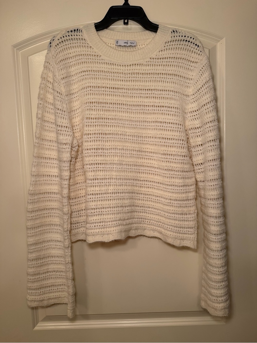 Women's Cream Open-Knit Lightweight Sweater